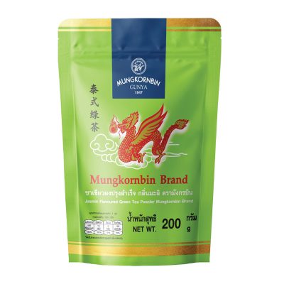Mungkornbin Brand Jasmin Flavoured Green Tea Powder 200g.ตรามังกรบิน ชาเขียวผงปรุงสำเร็จ กลิ่นมะลิ 200 กรัม