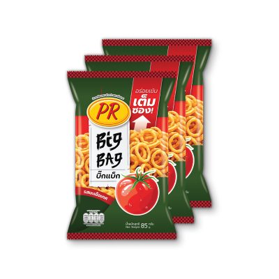 PR Cracker Tomato Flavor 85g x 3 Pcs.พีอาร์ ข้าวเกรียบ รสมะเขือเทศ 85 กรัม x 3 ถุง