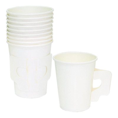 aro Paper Cup 8 Oz x 50 Pcs.เอโร่ ถ้วยกระดาษขาวมีหู ขนาด 8 ออนซ์ แพ็ค 50 ใบ