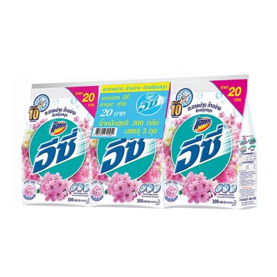 Attack Easy Regular Detergent Sakura Sweet White 300 g x 3.แอทแทค อีซี่ ผงซักฟอก สูตรมาตรฐาน กลิ่นซากุระสวีท สีขาว 300 กรัม x 3 ถุง