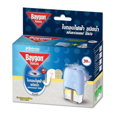 Baygon Mosquito Repellent Liquid Vaporizer Lavender Scent 30 nights.ไบกอน เครื่องไล่ยุงไฟฟ้าชนิดน้ำ ไร้ควัน กลิ่นลาเวนเดอร์ 30 คืน