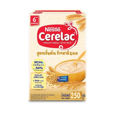 Cerelac Infant Cereal with Wheat & Milk 250 g x 3.เนสท์เล่ซีรีแล็ค อาหารเสริมธัญพืชสำหรับเด็กเล็ก ข้าวสาลีและนม สูตรเริ่มต้น 250 กรัม X 3 กล่อง