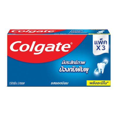 Colgate Toothpaste Great Regular Flavor 160 g x 3 Pcs.คอลเกต ยาสีฟันรสยอดนิยม สูตรพลังอะมิโน 150 กรัม แพ็ค 3 หลอด