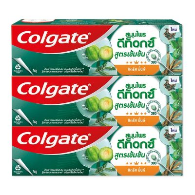 Colgate Herbal Detox Concentrate Toothpaste Citrus Mint 76g x 3 Tubes.คอลเกต ยาสีฟันสมุนไพรดีท็อกซ์ สูตรเข้มข้น ซิตรัส มิ้นท์ 76 กรัม x 3 หลอด