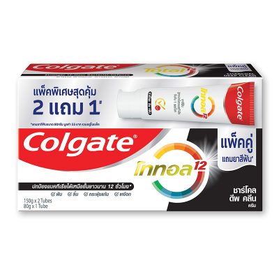 Colgate Toothpaste Total Charcoal 150 g x 2.คอลเกต ยาสีฟัน สูตรโททอล ชาร์โคล ดีพ คลีน 150 กรัม แพ็คคู่