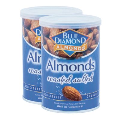 Blue Diamond Roasted Almond Salt 150 g x 2.บลูไดมอนด์ อัลมอนด์อบเกลือ 150 กรัม แพ็ค 2 กระป๋อง
