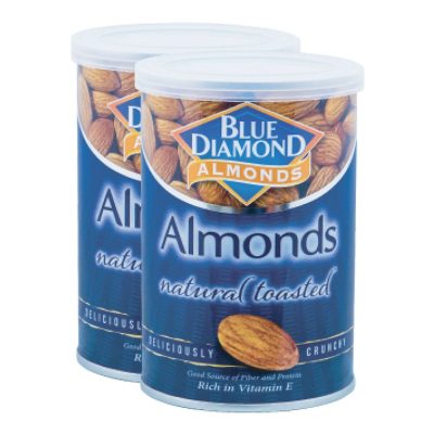 Blue Diamond Almond Unsalt 130 g x 2.บลูไดมอนด์ อัลมอนด์อบเกลือ 130 กรัม แพ็ค 2 กระป๋อง