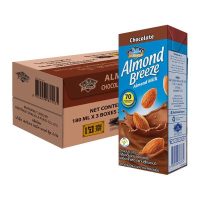 Blue Diamond Almond Breeze Almond Milk Chocolate Flavor 180 ml x 24 Boxes.บลูไดมอนด์ อัลมอนด์ บรีซ นมอัลมอนด์ รสช็อกโกแลต 180 มล. x 24 กล่อง ยกลัง