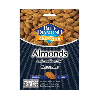 Blue Diamond Toasted Almond 30 g x 6.บลูไดมอนด์ อัลมอนด์อบไม่ใส่เกลือ 30 กรัม แพ็ค 6 ซอง