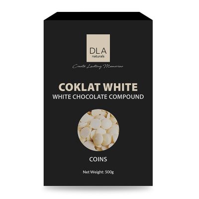 DLA White Chocolate Compound Coins 500g.DLA ไวท์ช็อกโกแลต คอมพาวด์ แบบเหรียญ 500 กรัม
