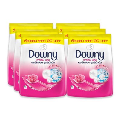 Downy Concentrate Detergent Garden Bloom 220g x 6.ดาวน์นี่ ผงซักฟอกสูตรเข้มข้น กลิ่นการ์เด้นบลูม 220 กรัม x 6 ถุง