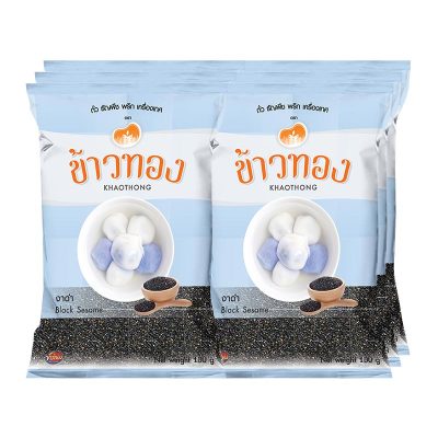 Khaothong Black Sesame 100g x 6 bags.ข้าวทอง งาดำ 100 กรัม x 6 ถุง