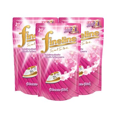 Fineline Frabric Starch Pink 500 ml x 3.ไฟน์ไลน์ น้ำยาอัดกลีบ สีชมพู 550 มล. x 3 ถุง