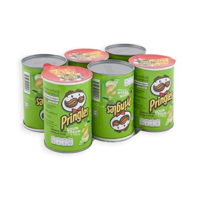 Pringles Potato Chips Sour Cream & Onion 42 g x 6 Cans.พริงเกิลส์ มันฝรั่งทอดกรอบ รสซาวครีมและหัวหอม 42 กรัม แพ็ค 6 กระป๋อง