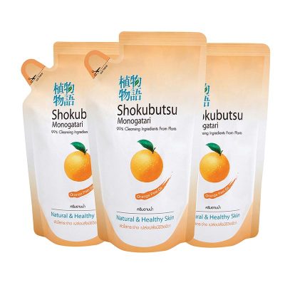 Shokubutsu Monogatari Orange Peel Oil Shower Cream Refill 200 ml x 3 pcs.โชกุบุสซึ ครีมอาบน้ำ สูตรน้ำมันเปลือกส้ม ชนิดถุงเติม 200 มล. x 3 ถุง