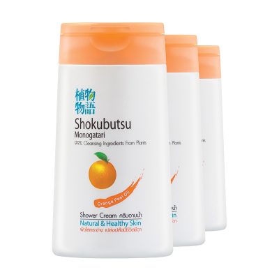 Shokubutsu Monogatari Orange Peel Oil Shower Cream 100 ml x 3 Bottles.โชกุบุสซึ ครีมอาบน้ำ สูตรน้ำมันเปลือกส้ม ผิวใสกระจ่าง 100 มล. x 3 ขวด