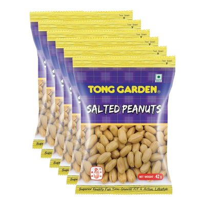 Tong Garden Peanuts Salted 42 g x 6 Bags.ทองการ์เด้น ถั่วลิสงอบเกลือ 42 กรัม แพ็ค 6 ห่อ