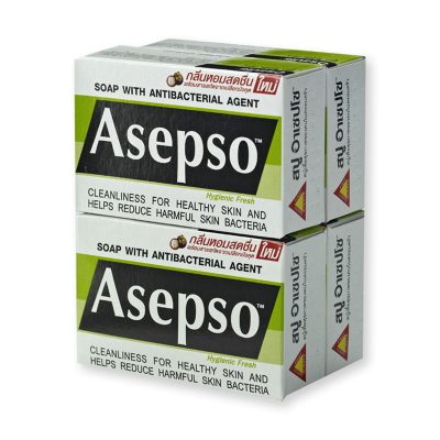 Asepso Soap Hygienic Fresh 80 g x 4.อาเซปโซ สบู่ก้อน สูตรไฮจินิค เฟรช ขนาด 80 กรัม แพ็ค 4 ก้อน