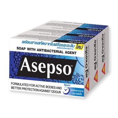 Asepso Soap Sport 80 g x 3.อาเซปโซ สบู่ก้อน สูตรสปอร์ต ขนาด 80 กรัม แพ็ค 3 ก้อน
