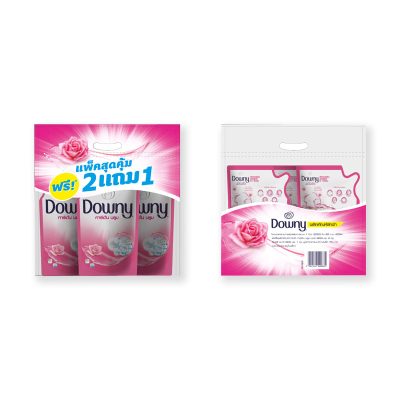 Downy Liquid Concentrate Detergent Garden Bloom Pink 600 ml x 2+1 (Special Pack).ดาวน์นี่ น้ำยาซักผ้าสูตรเข้มข้น กลิ่นการ์เด้น บลูม สีชมพู 600 มล. x 2+1 ถุง