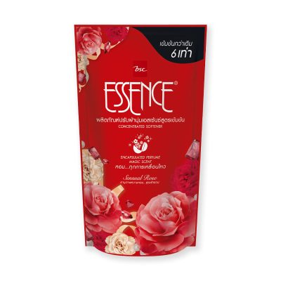 Essence Concentrate Softener Sensual Rose Red 600 ml.เอสเซ้นซ์ น้ำยาปรับผ้านุ่ม สูตรเข้มข้น กลิ่นเซนเชียล โรส สีแดง 600 มล.