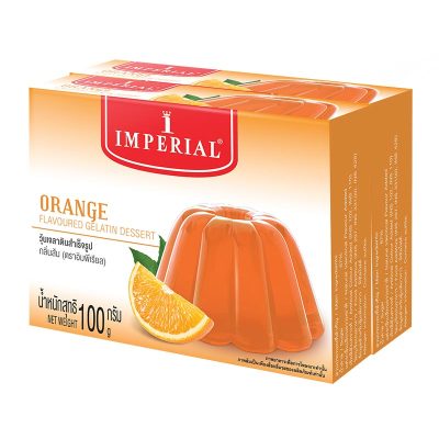 Imperial Orange Flavoured Galatin Dessert 100g x 2 Boxes.อิมพีเรียล วุ้นเจลาตินสำเร็จรูป กลิ่นส้ม 100 กรัม x 2 กล่อง