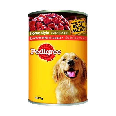 Pedigree Dog Food Adult Beef Chunks in Sauce Can 400 g x 4.เพดดิกรี อาหารสุนัขโต รสสตูเนื้อ แบบกระป๋อง 400 กรัม X 4 กระป๋อง