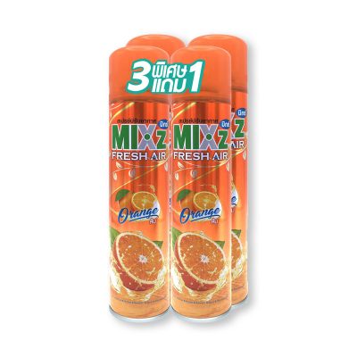 Mixz Spray Orange+Orange 365 ml x 3+1.มิกซ์ สเปรย์ปรับอากาศ กลิ่นส้ม+ส้ม 365มล. x 3+1 กระป๋อง