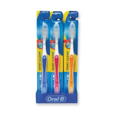 Oral-B Toothbrush Shiny x 12.ออรัลบี แปรงสีฟัน ชายนี่คลีน แปรงสีฟันขนแปรงนุ่ม แพ็ค 12 ด้าม