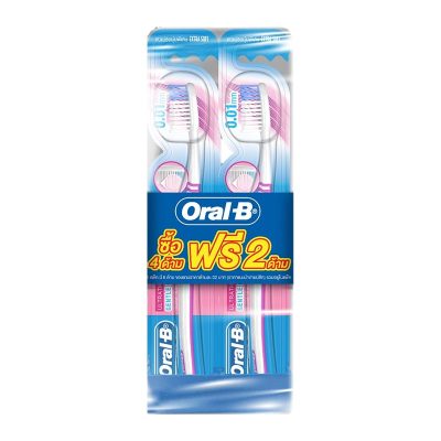 Oral-B UltraThin Gentle Gum Care Toothbrush x 4+2 Sticks.ออรัล-บี แปรงสีฟัน อัลตร้าธิน เจนเทิล กัมแคร์ แพ็ค 4 แถม 2 ด้าม