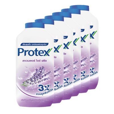 Protex Lavender Ice Freeze Talcum Powder 140g x 6 Bottles.โพรเทคส์ แป้งเย็น กลิ่นลาเวนเดอร์ ไอซ์ ฟรีซ 140 กรัม x 6 กระป๋อง