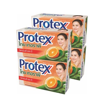 Protex Soap Thai Therapy Vitamin C & E 130 g x 4.โพรเทคส์ สบู่ก้อน ไทยเทอราพี สูตรวิตามินซีแอนด์อี ขนาด 130 กรัม แพ็ค 4 ก้อน