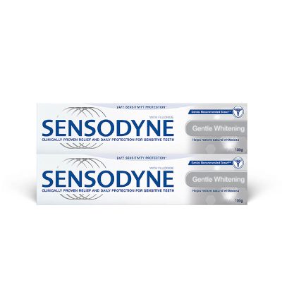 Sensodyne Toothpaste Whitening 100 g x 2.เซ็นโซดายน์ ยาสีฟัน สูตรเจนเทิล ไวท์เทนนิ่ง ขนาด 100 กรัม แพ็คคู่