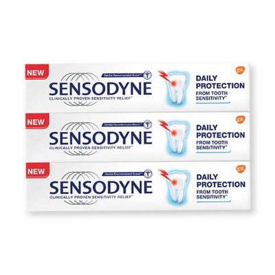 Sensodyne Toothpaste Daily Protection 40 g x 3.เซ็นโซดายน์ ยาสีฟัน สูตรเดลี่ โพรเทคชั่น ขนาด 40 กรัม แพ็ค 3 กล่อง