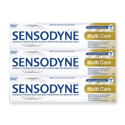 Sensodyne Toothpaste Multi 50 g x 3.เซ็นโซดายน์ ยาสีฟัน สูตรมัลติแคร์ ขนาด 50 กนัม แพ็ค 3 กล่อง