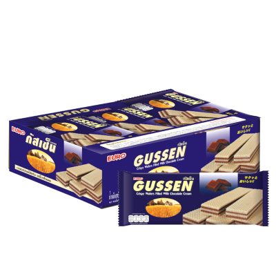 Gussen Chocolate Wafer 22 g x 12 packs.กัสเซ็น เวเฟอร์สอดไส้ครีม รสช็อกโกแลต 22 กรัม x 12 ซอง